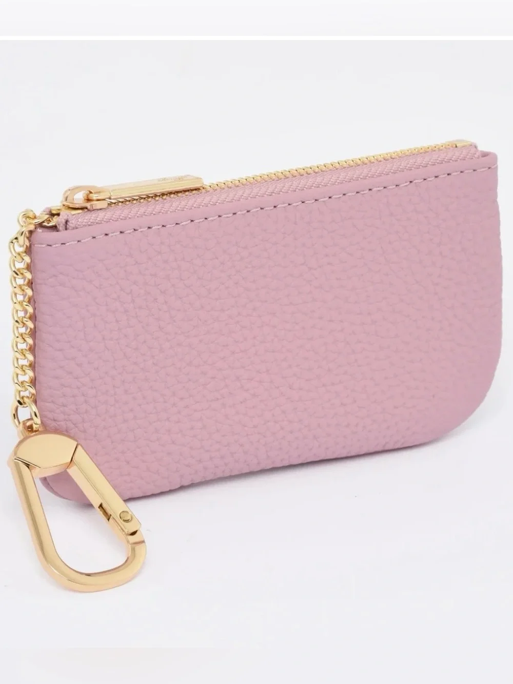 NWOT Dress Up Your Purse Togo Leather Key Pouch in Dusty Pink/Gold Hardware